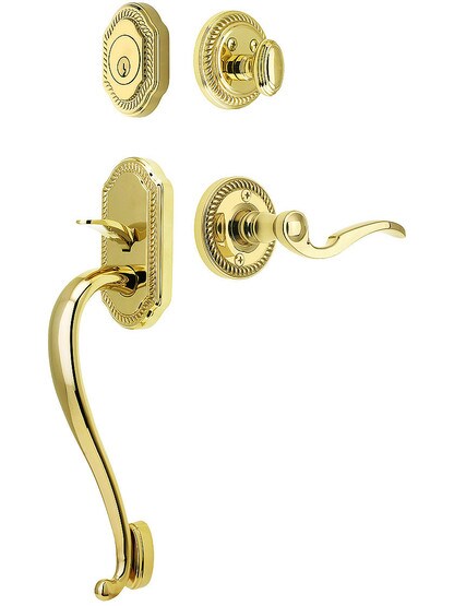 Newport Entry Lock Set in PVD Finish with Left-Handed Bellagio Lever and